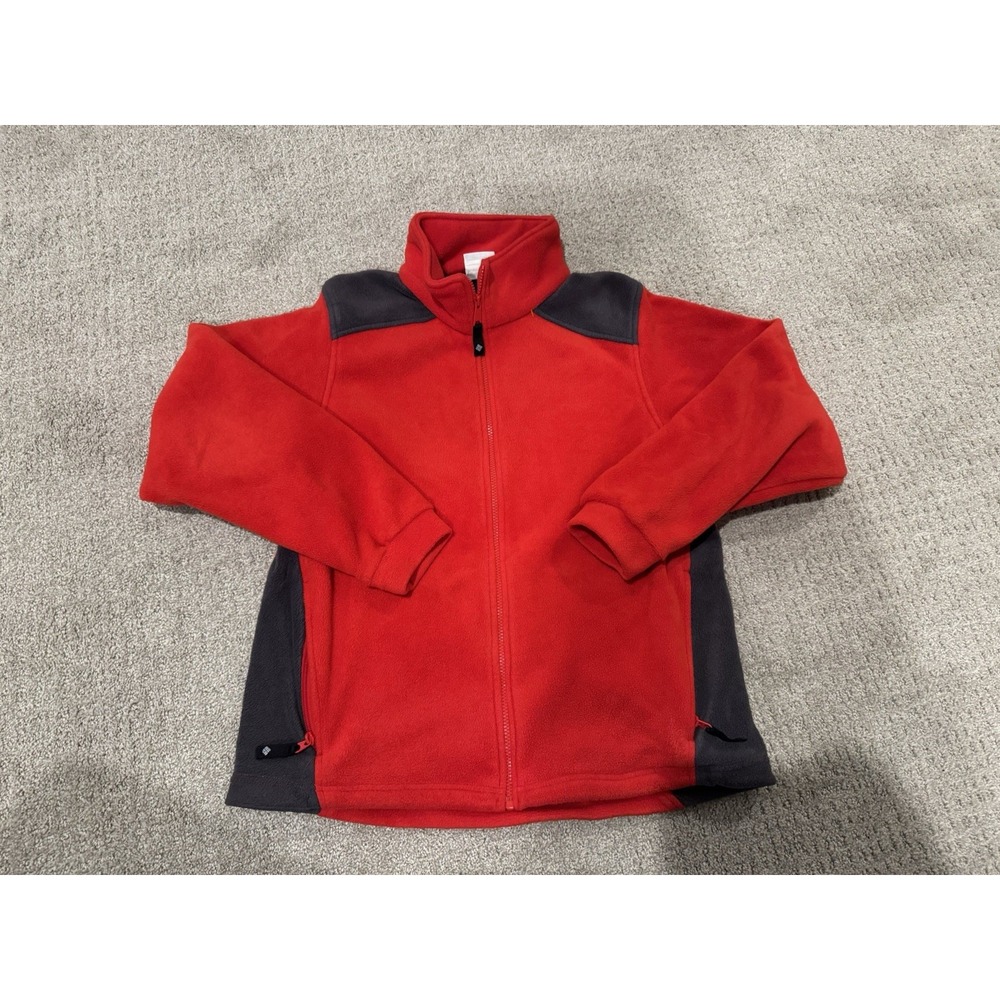 Columbia Fleece Jacket Womens Large Red Full Zip Pockets Outdoor